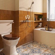 法式复古风卫生间小规格瓷砖黄色中古浴室马赛克墙砖花砖地砖