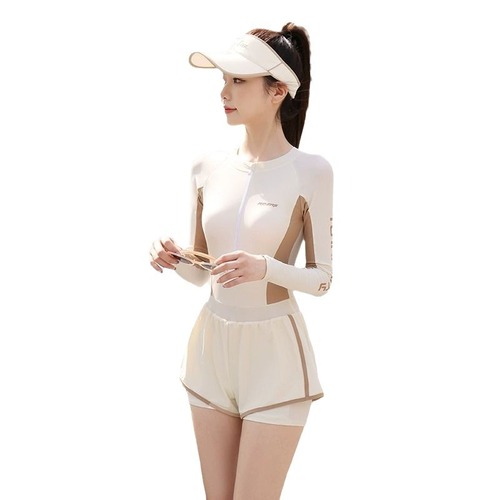 Women's spa-style one-piece swimsuit for hot springs—flattering, figure-flattering plus-size swimwear designed specifically for swimming pools.