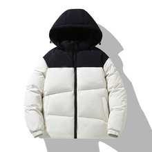 2024冬季男式士短款羽绒服印花加厚男女韩版青少年冬装连帽面包服