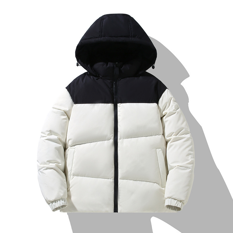 2024冬季男式士短款羽绒服印花加厚男女韩版青少年冬装连帽面包服