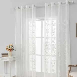 48h Cross-border European Embroidered Yarn Curtain Gauze Curtain Embroidered Yarn Curtain Villa Bedroom Living Room temu shein