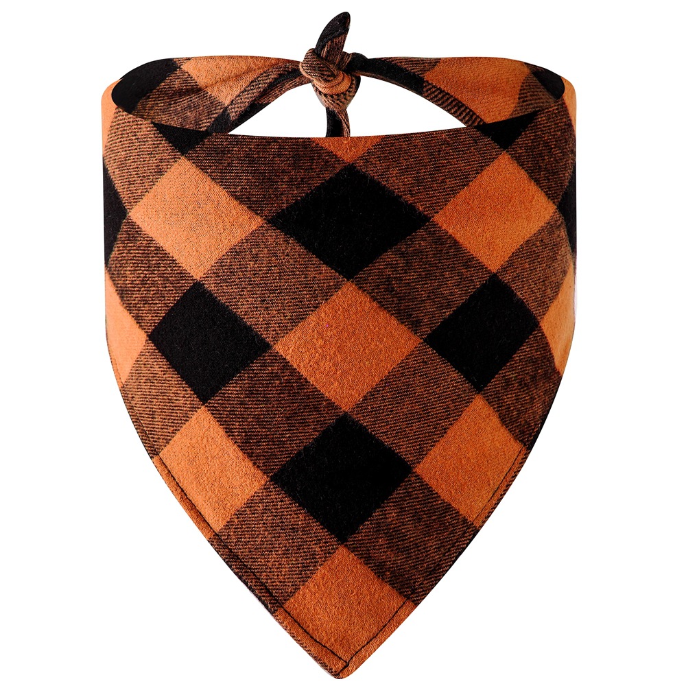 Nuevo algodón Navidad Plaid perro saliva toalla sola capa triángulo toalla Navidad mascota bufanda triángulo toalla