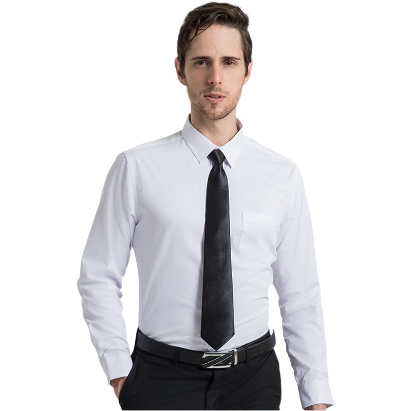 Camisa slim fit de primavera y otoño para hombres ropa formal camisa blanca de manga larga de color sólido para hombres Top casual ropa de hombre de negocios para hombres de moda