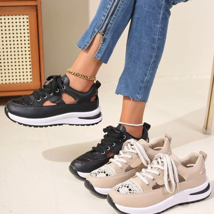 Европейская и американская повседневная женская обувь большого размера с внутренней подкладкой. Популярные повседневные спортивные сандалии Amazon с дышащей сеткой и полой сеткой.