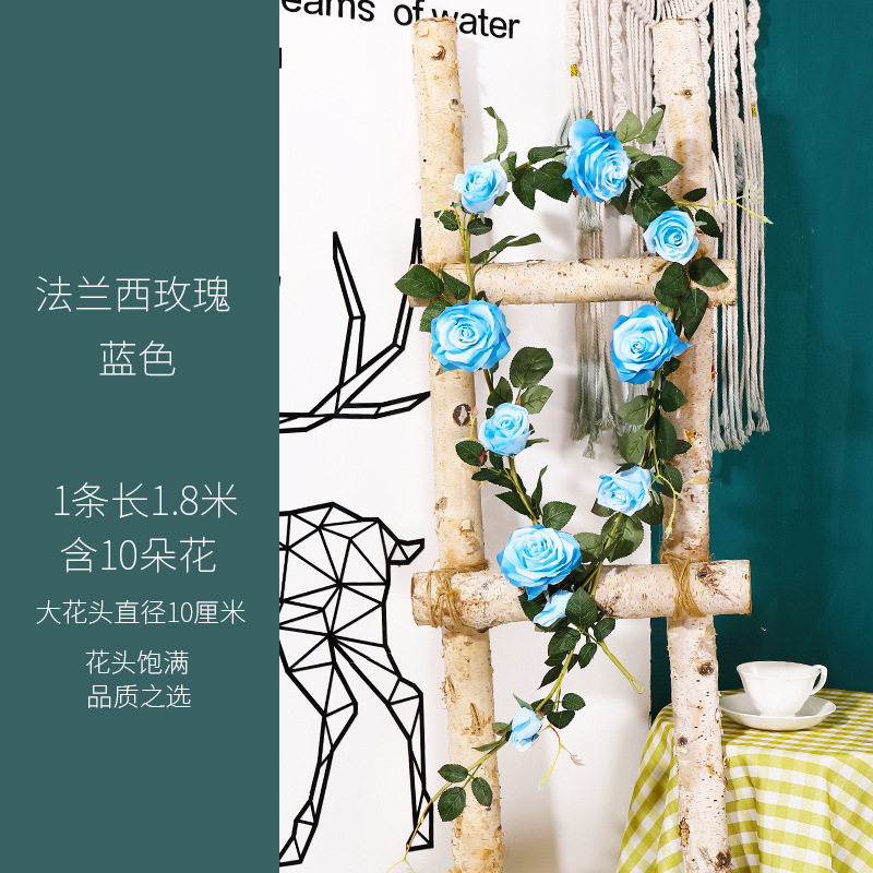 Venta al por mayor decoración de la boda flor artificial vid rosa boda rosa ratán flor artificial vid