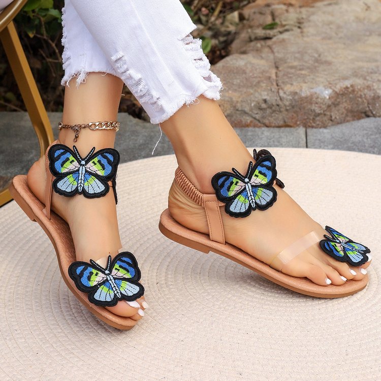 Women's Vacation Ethnic Style Solid Color Butterfly Round Toe Beach Sandals display picture 4