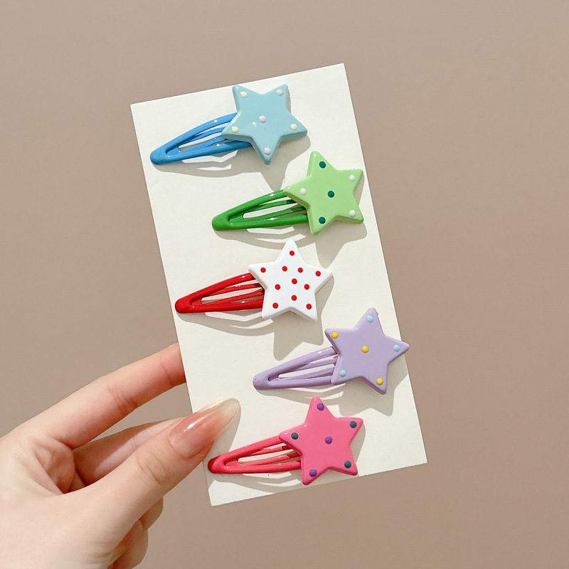 Dopamina ondulado punto estrellas clip para el cabello de una chica encantadora cabello roto peluquete clip para el cabello de alto nivel clip para el cabello