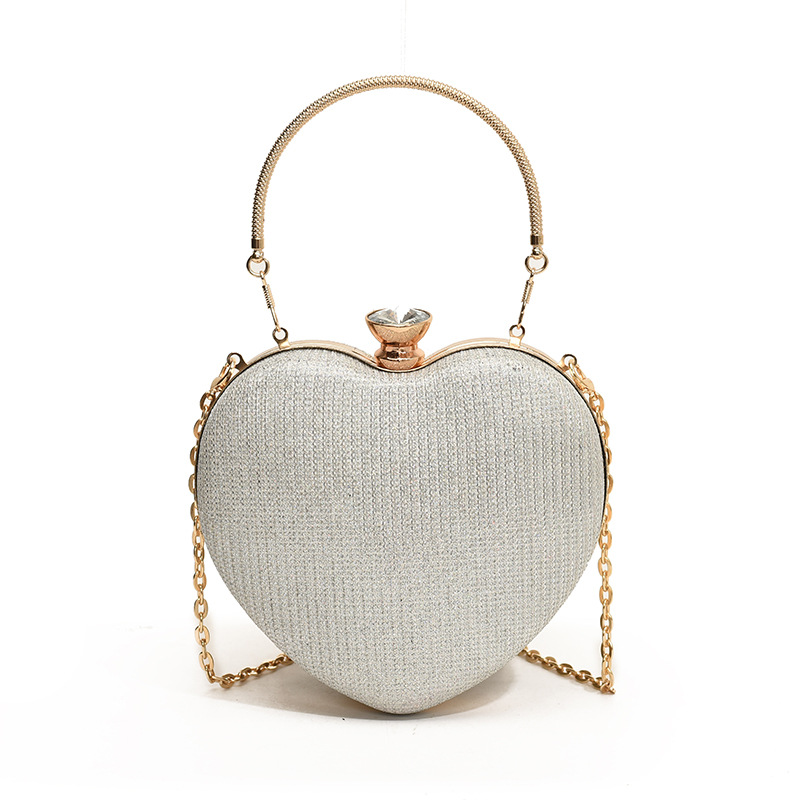 Lindo bolso de embrague en forma de corazón bolso de cena 2024 nuevo bolso de hadas de cadena de moda y dulce bolso de mensajero de un solo hombro de estilo occidental