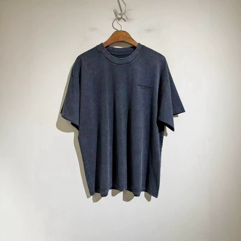 Spring and Summer Trendy Brand Charcoal Gray Vintage Short-Sleeve Loose Fit Drop Shoulder Versatile Washed Cotton T-Shirt Plus Size Half-Sleeve Spring and Summer Trendy Brand Charcoal Gray Vintage Short-Sleeve Loose Fit Drop Shoulder Versatile Washed Cotton T-Shirt Plus Size Half-Sleeve