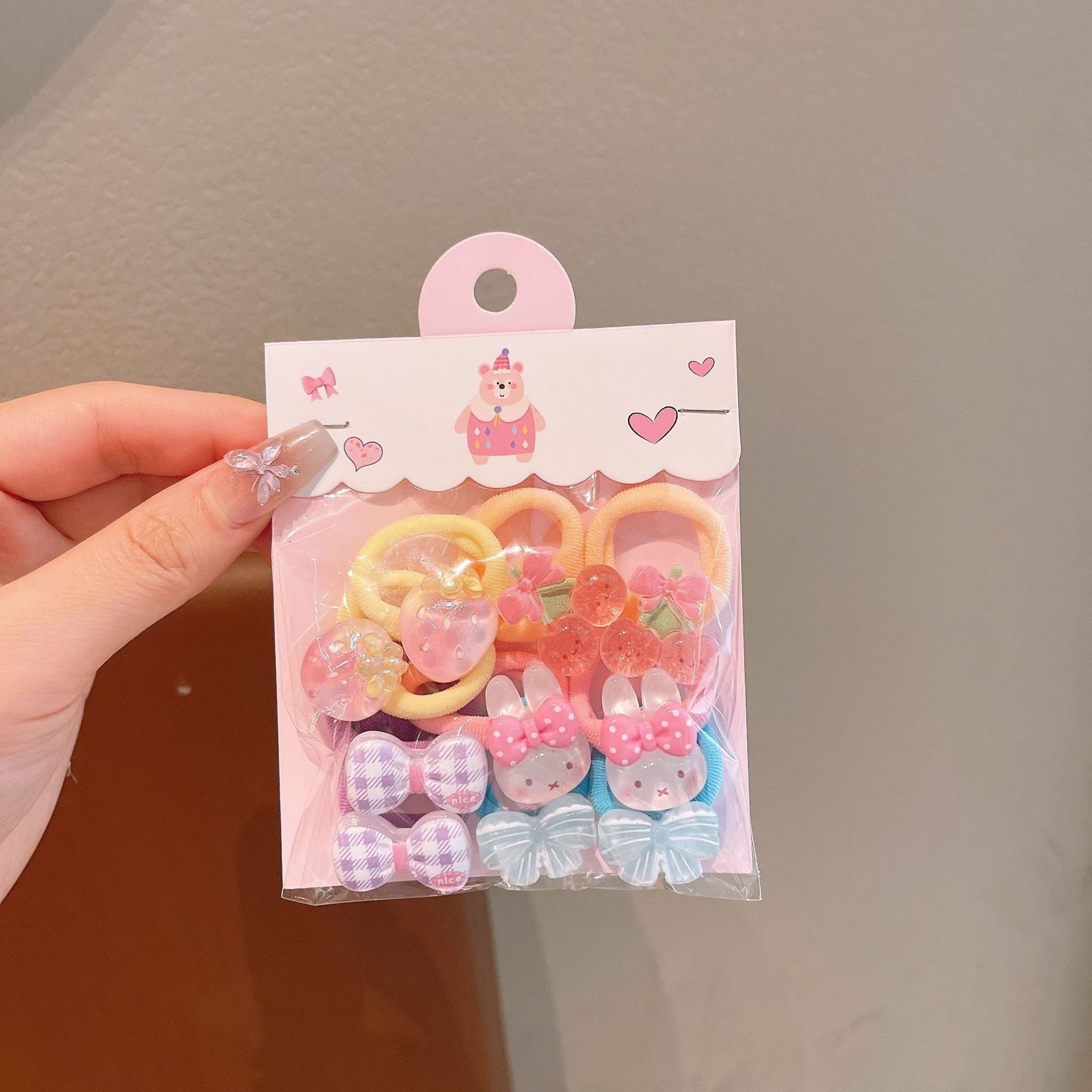 Anillo de pelo de pulgar de dibujos animados para niños, cabello para bebés, cabello para bebés, banda de pelo de alta elasticidad coreana
