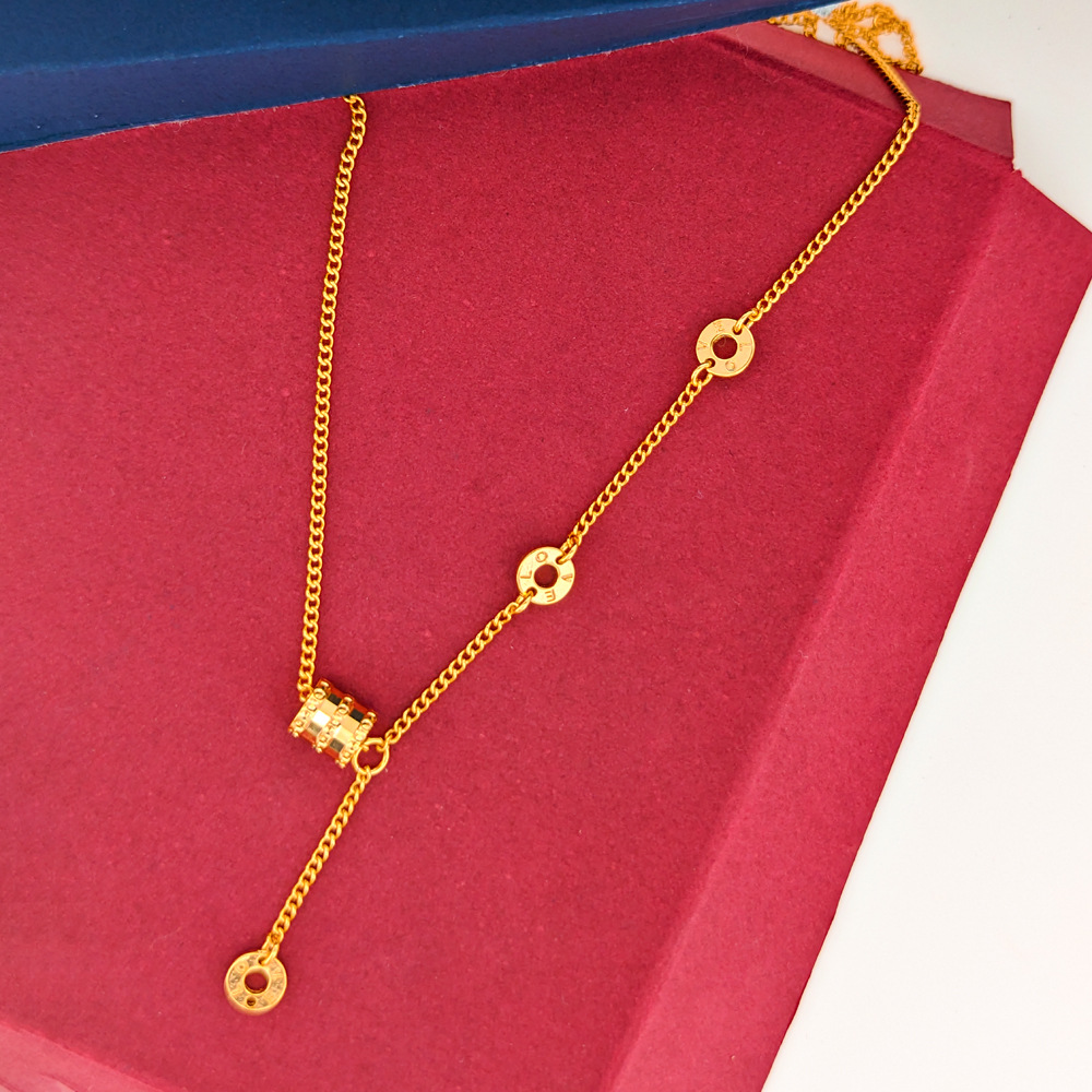 Copper universal necklace with letters with tassels