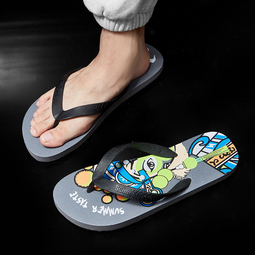 National trend flip-flops for men to wear indoors, simple flat-soled non-slip wear-resistant slippers, summer fashion brand beach shoes for bathing