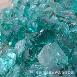 批发玻璃块 海蓝色各种玻璃石不规则透明水晶玻璃砂颗粒 冰石玻璃