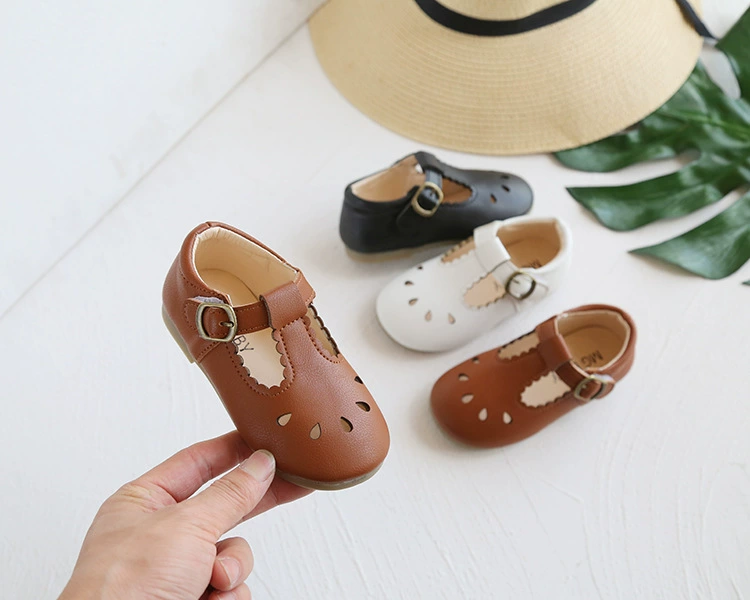 girls leather shoes Spring Autumn Kids Shoes T Strap Cut-outs Leather Shoes Baby Girls Leather Shoes Princess Single Shoes Retro Wedding Casual Shoe children's shoes for high arches