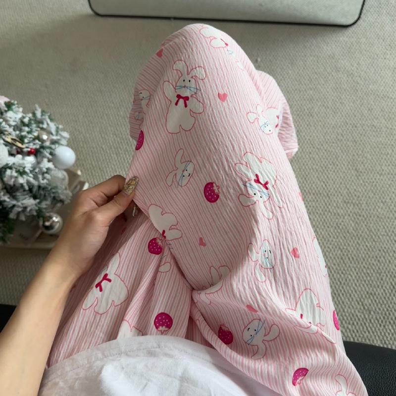 Primavera y verano · Pantalones de pijama casuales para mujeres pantalones a prueba de mosquitos rojos en línea 2025 nuevos pantalones caseros para llevar