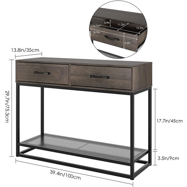 Nordic minimalist steel wood furniture with two drawers and storage…