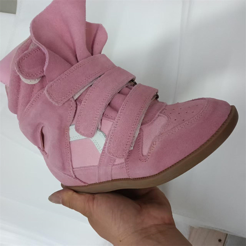 Isa Isah's New 2025 Hidden Inner Heightening High-Top Women's Shoes Color Matching Flats Casual Velcro Sneakers for Women