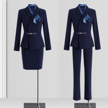 秋冬职业面试教师通勤酒店前台接待职业装两件套裙装气质工作服女