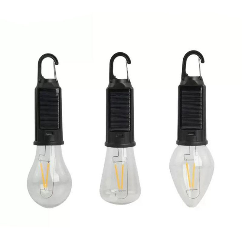 Nueva lámpara de camping solar recargable Lámpara de atmósfera Lámpara de alambre de tungsteno portátil multifuncional Lámpara de bulbo de camping retro al aire libre