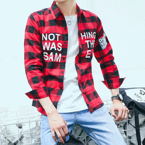 Wholesale men's long-sleeve shirt in Korean style, slim fit, trendy, stylish, suitable for couples, casual, thin, suitable for summer.