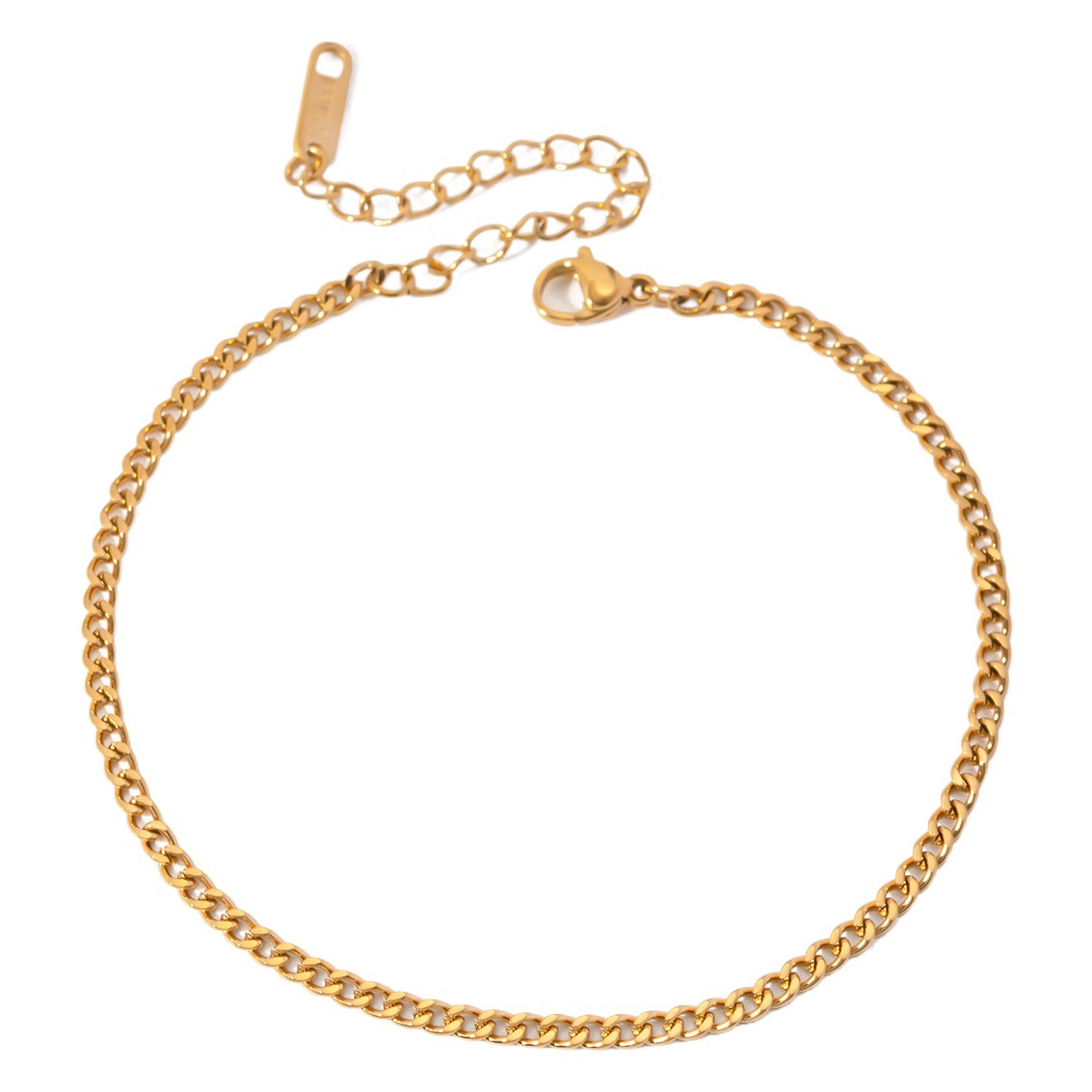 Europa y los Estados Unidos transfronterizos INS estilo clásico refinado simple 18 quilates oro acero inoxidable Cuba 3mm ancho joyería tobillaría al por mayor mujer