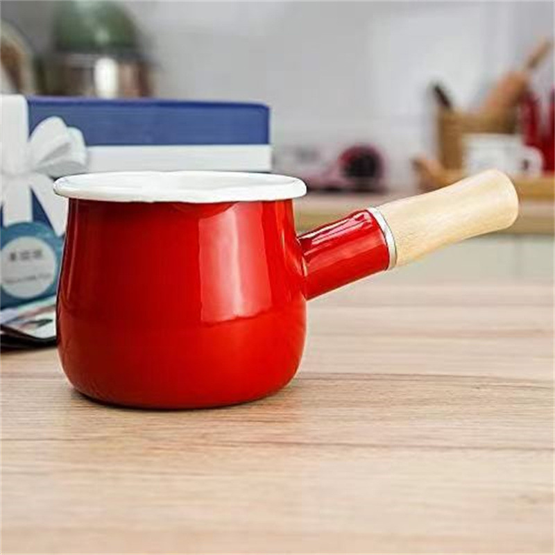 Olla de leche esmaltada de estilo japonés de 10cm, mini olla esmaltada, olla para suplemento de alimentos para bebés, olla para leche de 550ml