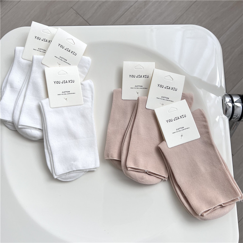 35g Weight Socks Classification Socks Lingerie Type Cotton Fabric Type Stretchy Elasticity A Pair Quantity Daily Occasion Comfort Function Solid Color Pattern All Seasons Season Women's Gender Simple Style Style Simple Style Women's Solid Color Cotton Crew Socks A Pair 6