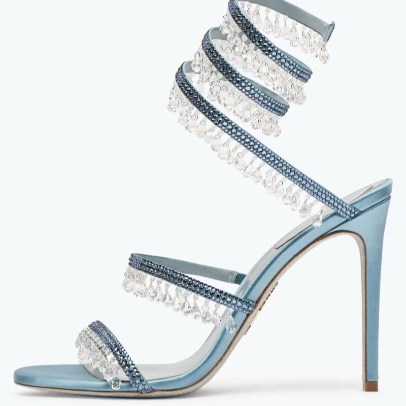 Summer Stiletto Open-Toe Fashion Sandals with Rhinestone Snake-Shaped Straps 2026 Round-Toe Party Crystal Fashion New Style Summer Stiletto Open-Toe Fashion Sandals with Rhinestone Snake-Shaped Straps 2026 Round-Toe Party Crystal Fashion New Style