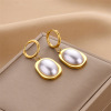 Golden earrings stainless steel, jewelry, European style, does not fade, pink gold, wholesale