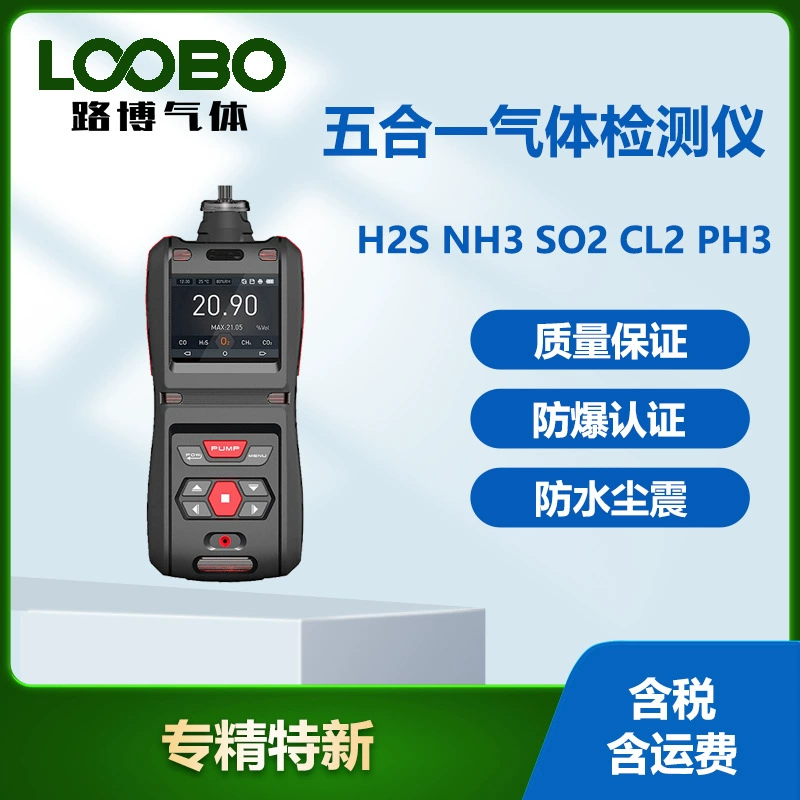 Портативный детектор газа «пять в одном» Взрывозащищенный сероводородный аммиак хлористый газ фосфатный газовый датчик
