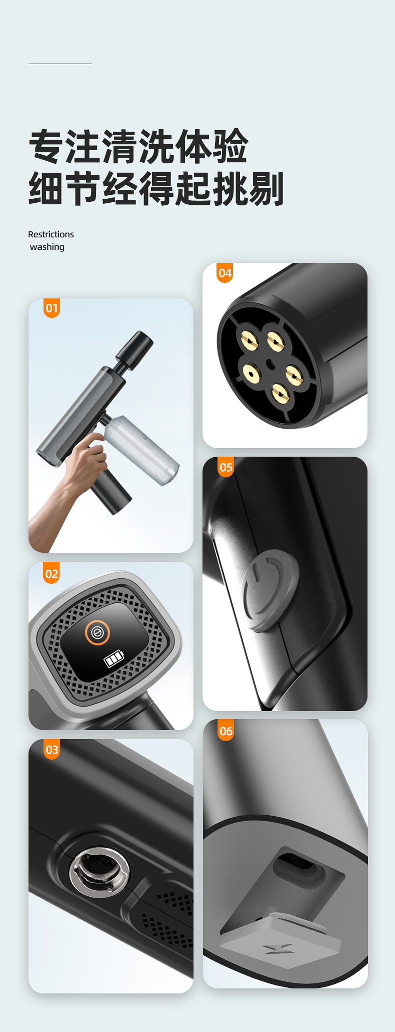 Cross-Border Wireless High-Pressure Car Wash Water Gun, Household Folding High-Power Car Wash Machine, Fully Automatic Lithium Battery Car Wash Gun Wholesale