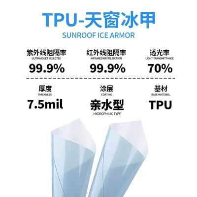 Car tpu skylight ice armor film ppf black crystal ice armor panoramic skylight roof explosion-proof film heat-resistant sunscreen film wholesale (Automotive Film) - 152mx15m-per-roll-tpu-skylight-ice-armor-blue