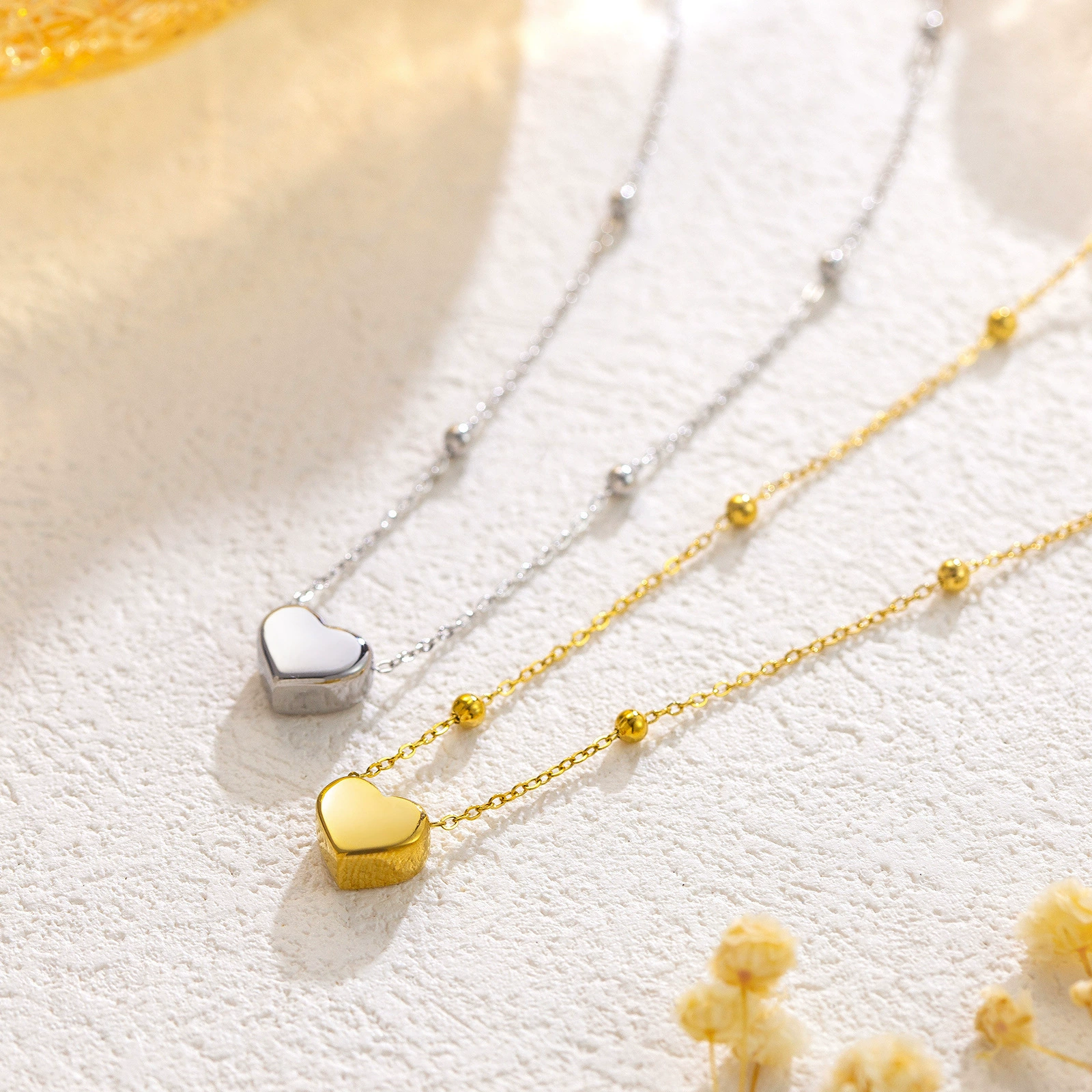 Подвеска и браслет сердце, anklet, цепочка, брендовый набор, аксессуар, простой и элегантный дизайн, 750 пробы золота, оптовая продажа