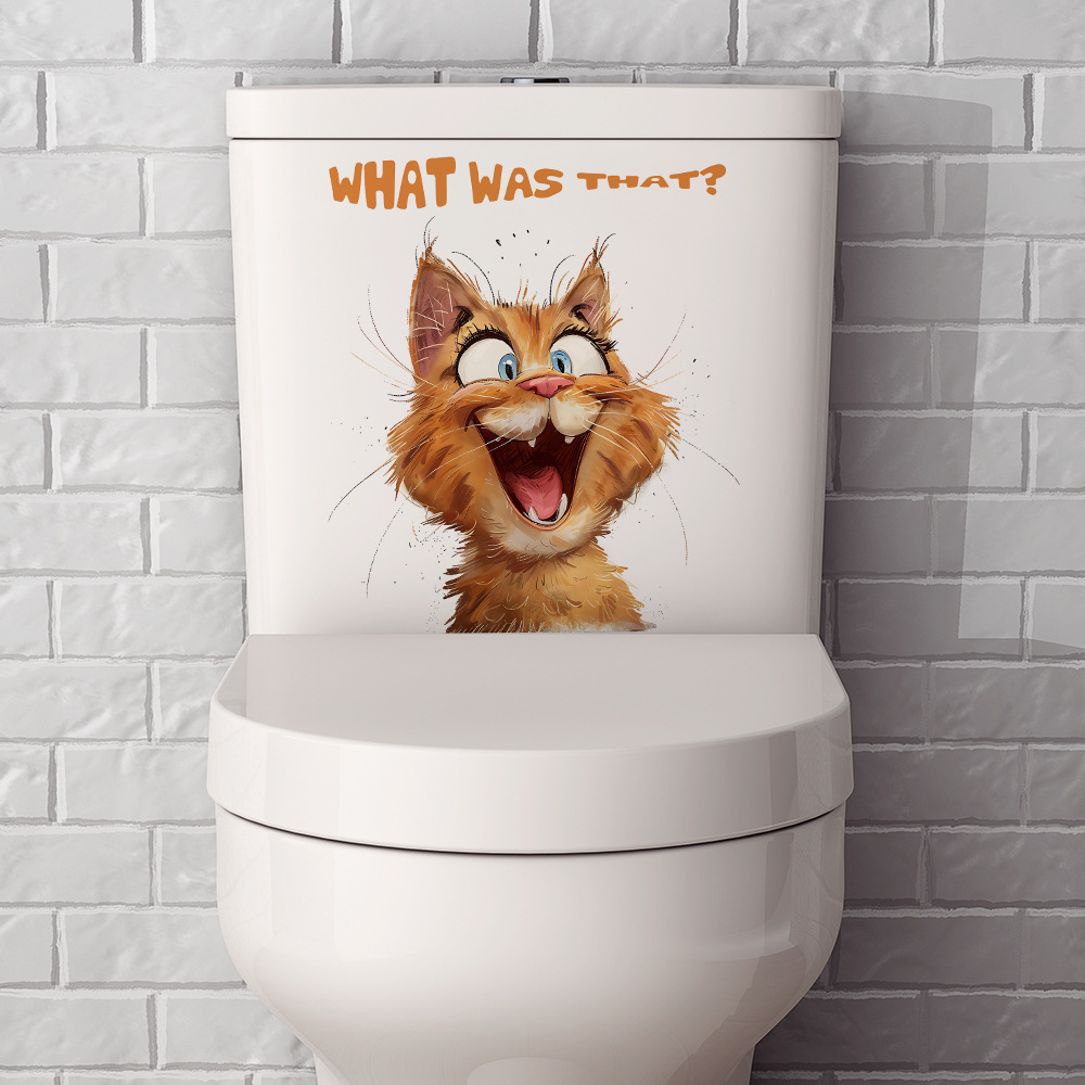 Sticker mural décoratif transfrontalier créatif 3D chat, animal, pour salle de bain, toilettes ou maison - Autocollant imperméable_voghion.com