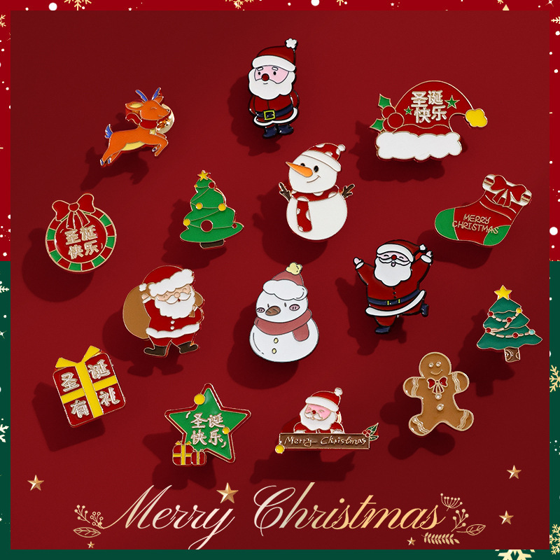 Navidad adorable broche hermosa caja de regalo insignia joyería pectoral pin alce Yiwu productos al por mayor