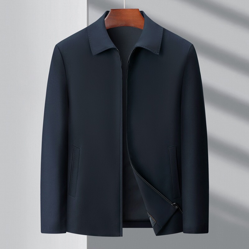 Middle-Aged and Elderly Men's Wool Jacket, New Autumn Casual Zip-Up Dad-Style Top with a Turn-Down Collar, Men's Woolen Coat Middle-Aged and Elderly Men's Wool Jacket, New Autumn Casual Zip-Up Dad-Style Top with a Turn-Down Collar, Men's Woolen Coat