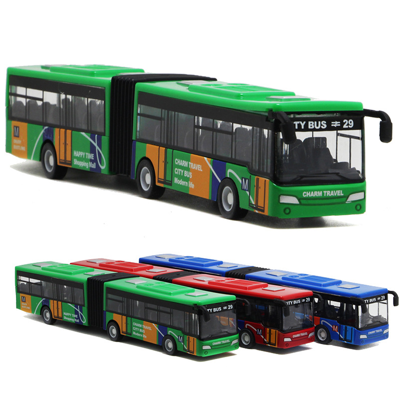合金双节加长小巴士 小巧回力儿童玩具公交车跨境热销玩具礼品