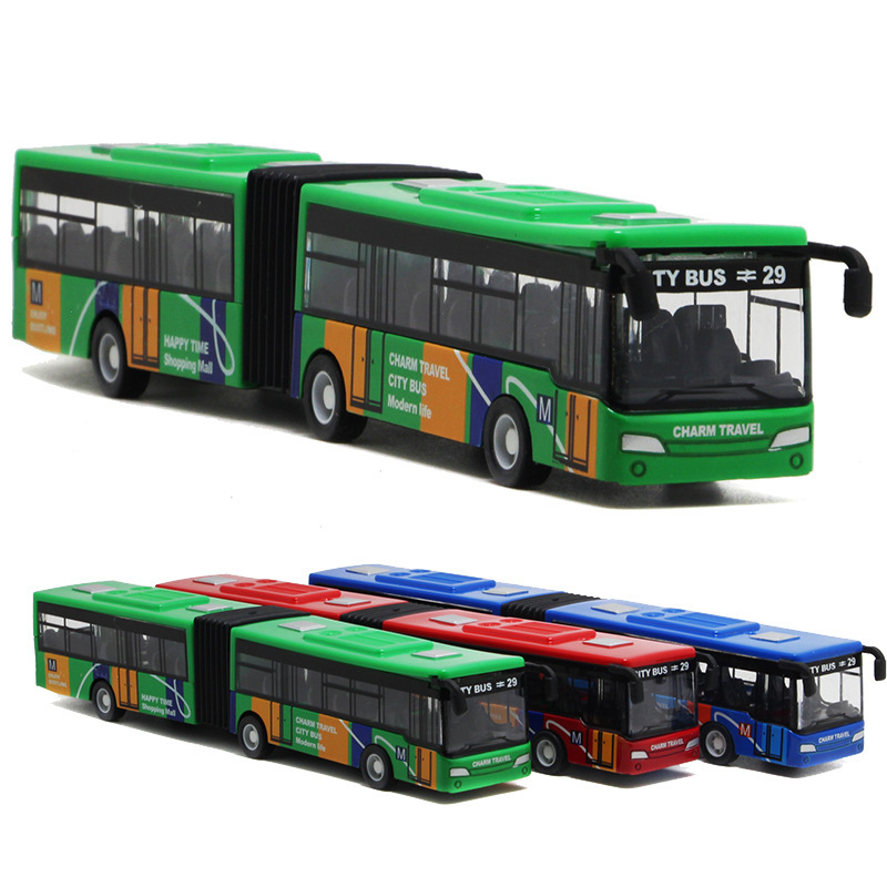 Alloy Double Section Lengthened Small Bus Small Huili Children's Toys Bus Cross-border Hot-selling Toys and Gifts