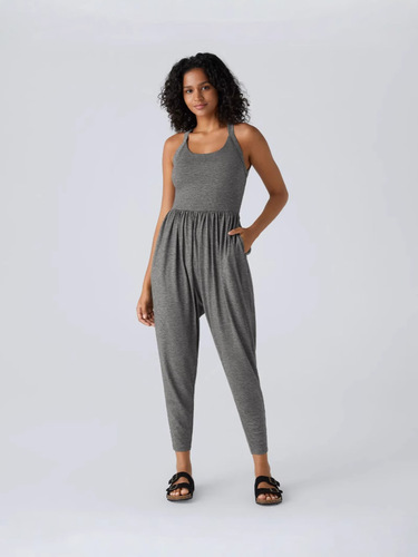 New European and American-style women's sexy ankle-tied hip-lifting jumpsuit with straps