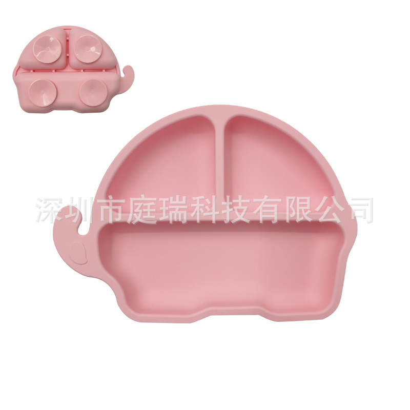 Plato para niños plato de rejilla de silicona cuadrado plato de suplemento de alimentos para bebés integrado tres Placa de rejilla lechón resistente a la caída de calidad alimentaria