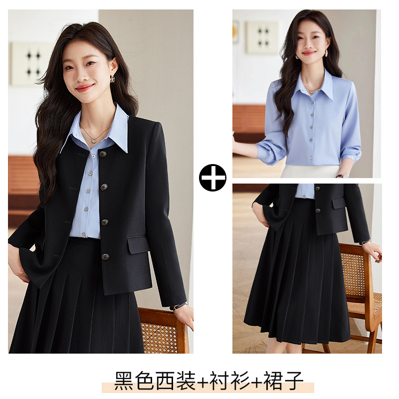 검은 세트 스커트 셔츠