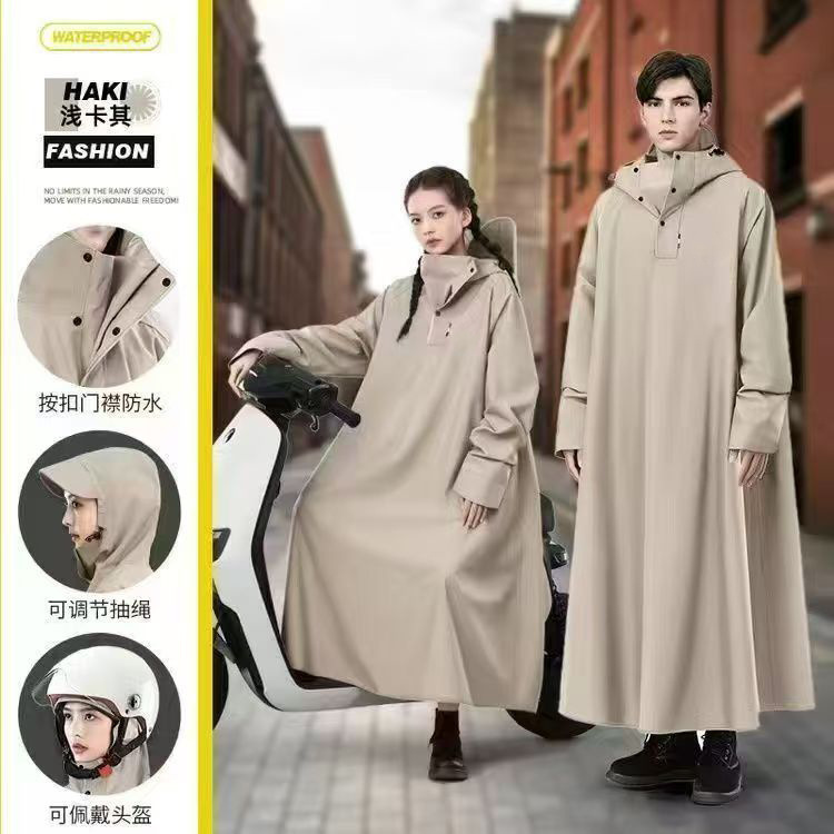 Long Full-Body Raincoat for Electric Bikes and Motorcycles, Heavy-Duty and Extended Length, Suitable for Men and Women, for Riding in Heavy Rain