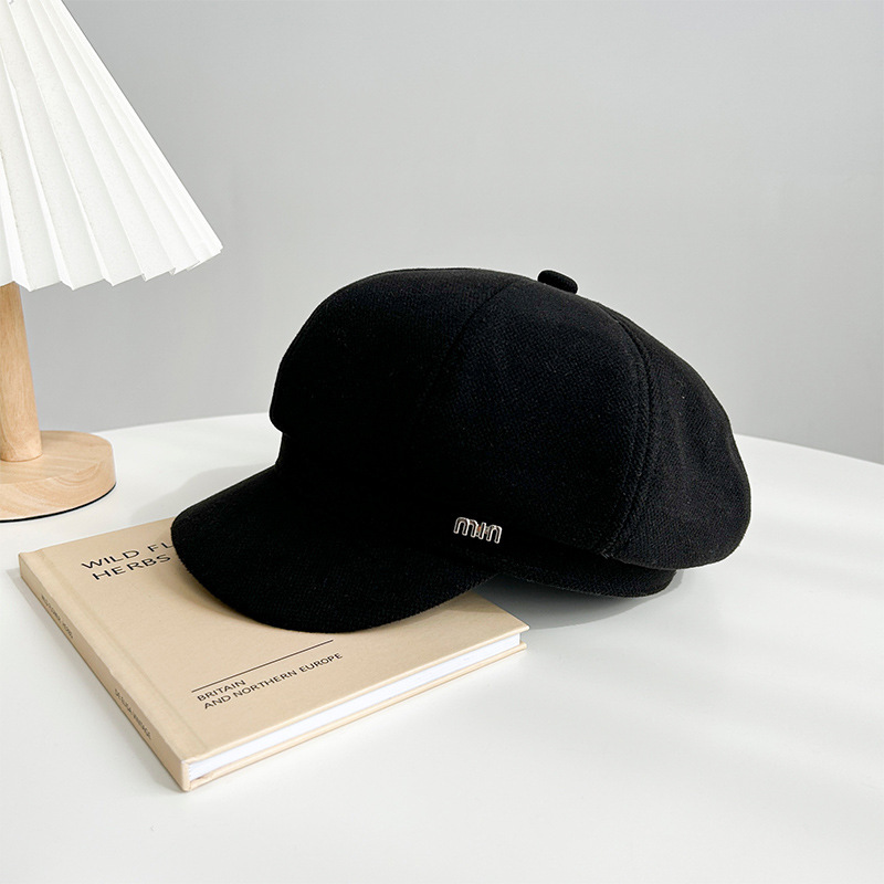 Corea del Sur nicho octogonal sombrero moda femenina Otoño e Invierno estilo coreano cara de aspecto pequeño todo partido boina retro de lana pintor sombrero