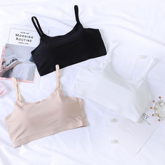短款冰絲吊帶抹胸內搭帶胸墊透氣打底裹胸無痕防走光美背內衣女士
