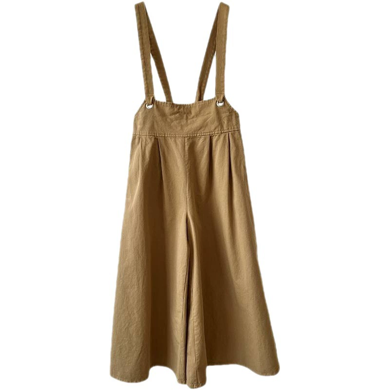 Настоящий выстрел весна-лето плюс размер женские художественные хлопковые и льняные свободные повседневные подтяжки с эластичной талией и широкими штанинами Юбка комбинезон в Корейском стиле