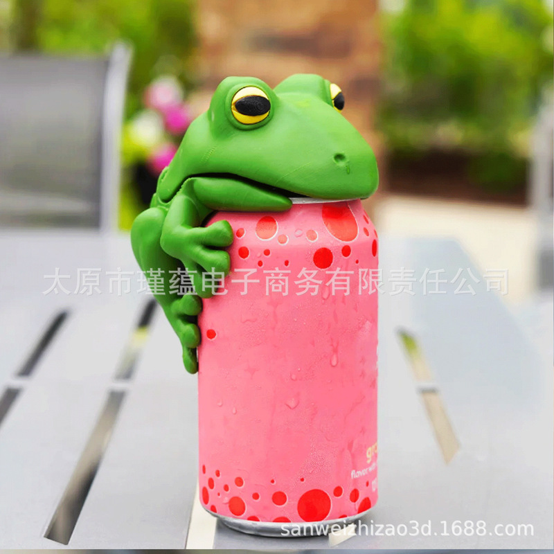 跨境爆品Fizzy Frog Frog Can Cover青蛙饮料汽水罐盖百合花饮料|undefined