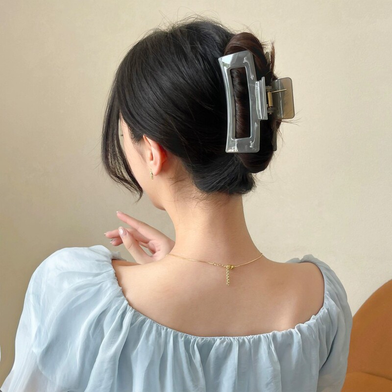 13CM シンプルなスクエアヘアクリップ、女性用、エレガントなゼリーカラーのアクリルシャーククリップ、後頭部用ヘッドバンド|undefined