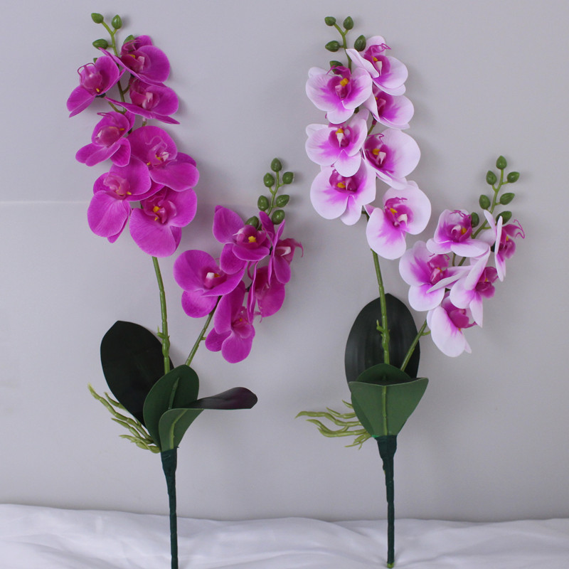 With Leaves 2 Forks Pu Feel Phalaenopsis Orchid Artificial Flower Artificial Flower Wedding Photography Home Shopping Mall Decorative Florals