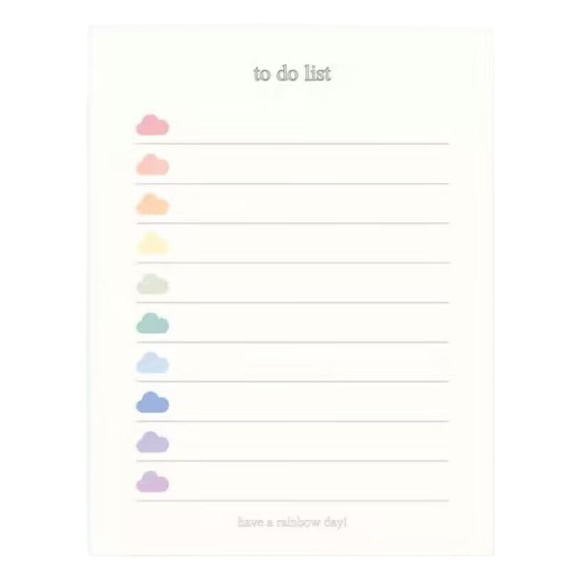 INS estilo coreano nubes coloridas PARA HACER LA LISTA no adhesivo Bloc de notas estudiante Nota de papel Bloc de notas