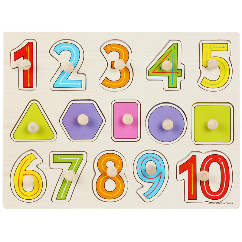 キノコの釘の手のつかみ板のパズルの子供の蒙氏の早教の木製のおもちゃのアルファベットの数字の果物の形の認知のつづり板|undefined
